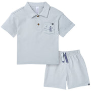 2-Piece Baby Boys Vapor Blue Polo Shirt and Shorts outfits Modern Moments™ by Gerber® 