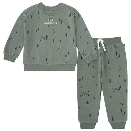 2-Piece Boys Trees & Mountains Sweatshirt and Jogger Set