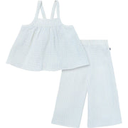 2-Piece Infant & Toddler Girls Light Blue Stripe Cropped Pants Set outfits Modern Moments™ by Gerber® 