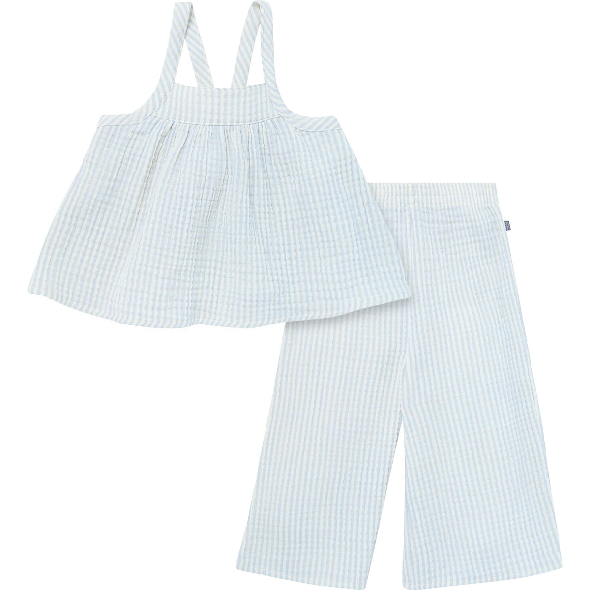2-Piece Infant & Toddler Girls Light Blue Stripe Cropped Pants Set outfits Modern Moments™ by Gerber® 