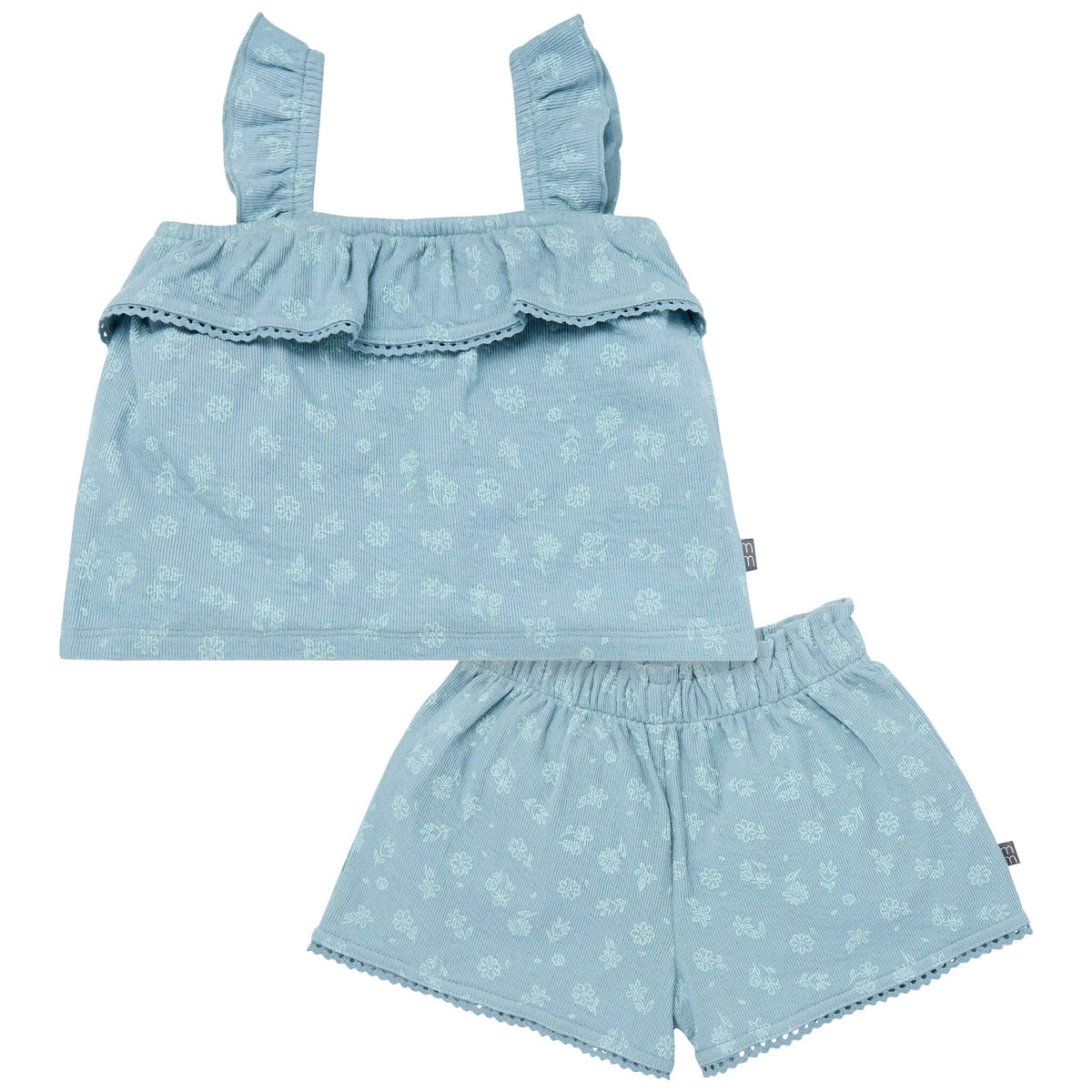 2-Piece Infant & Toddler Girls Medium Teal Floral Top and Shorts Set outfits Modern Moments™ by Gerber® 