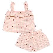 2-Piece Infant & Toddler Girls Rose Strawberry Gingham Top and Shorts Set outfits Modern Moments™ by Gerber® 