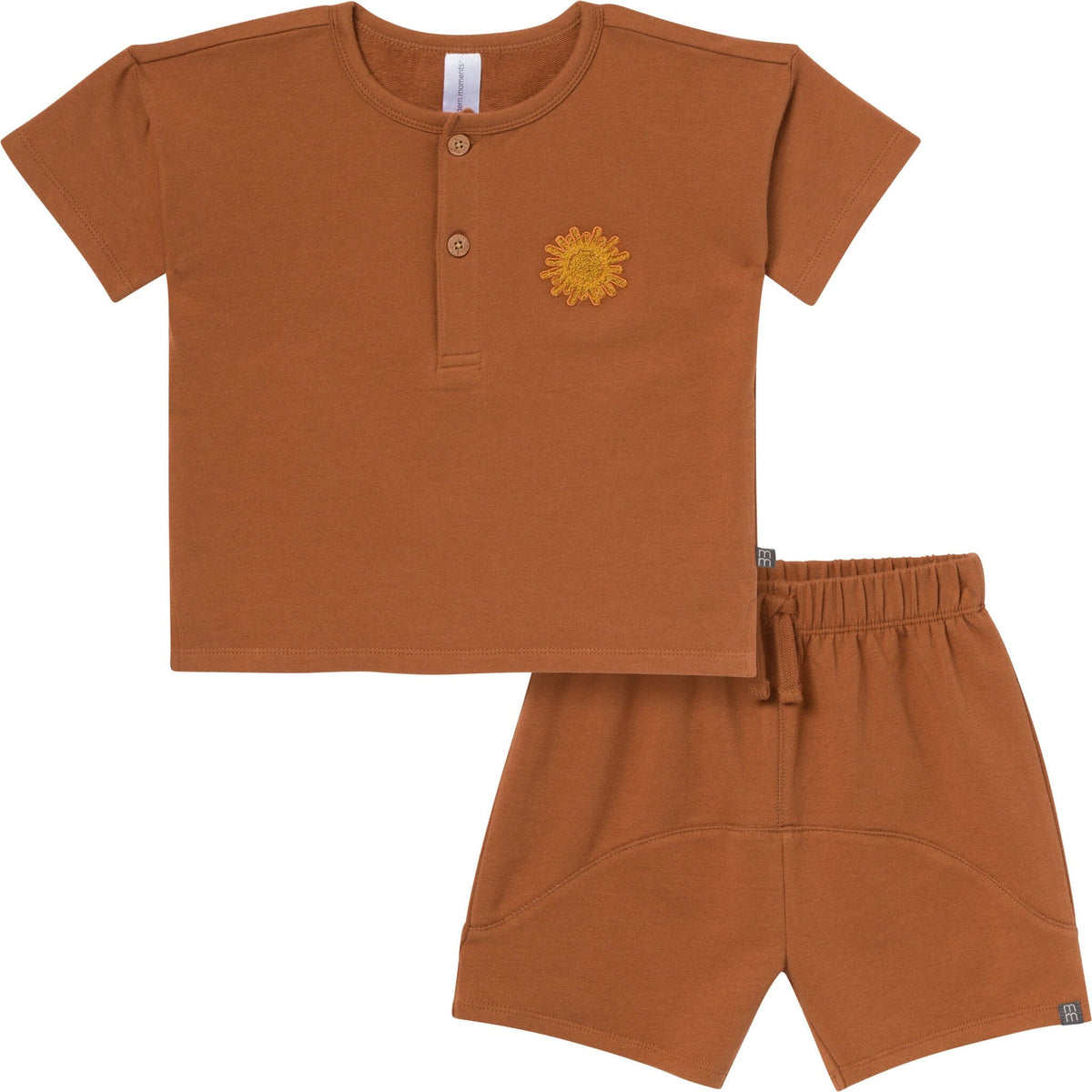 2-Piece Toddler Boys Medium Brown Henley Shirt and Shorts Set outfits Modern Moments™ by Gerber® 