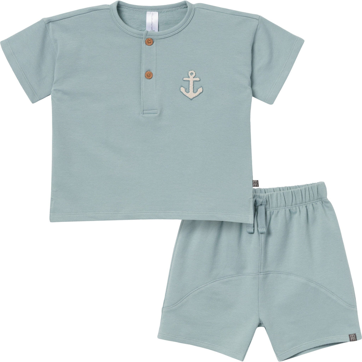 2-Piece Toddler Boys Medium Teal Henley Shirt and Shorts Set outfits Modern Moments™ by Gerber® 