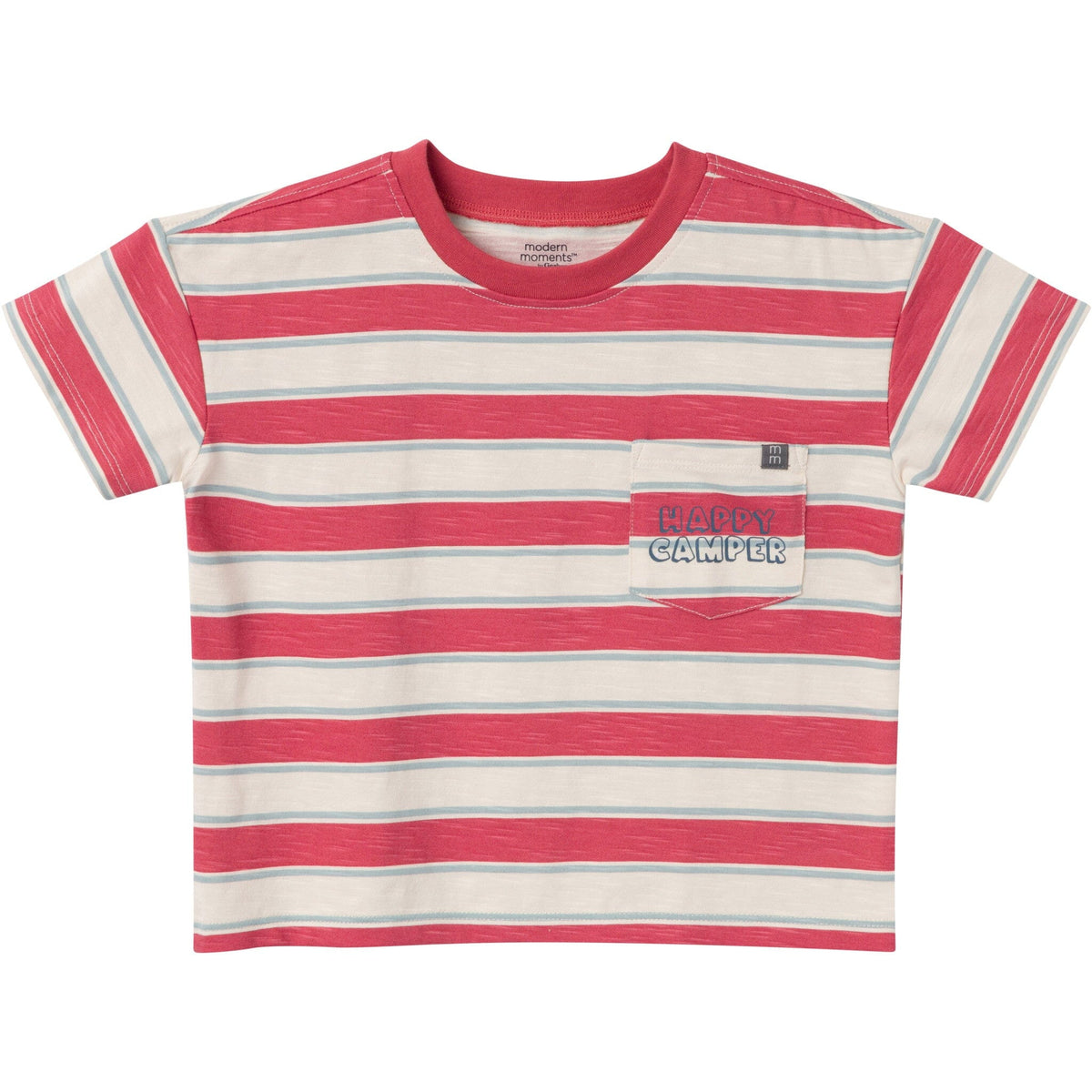 2-Piece Toddler Boys Red Coastal Stripe Top and Cargo Shorts Set
