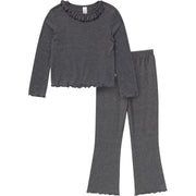 2-Piece Toddler Girls Dark Gray Ruffle Collar Top and Flare Pant Set Outfits & Sets Gerber® 