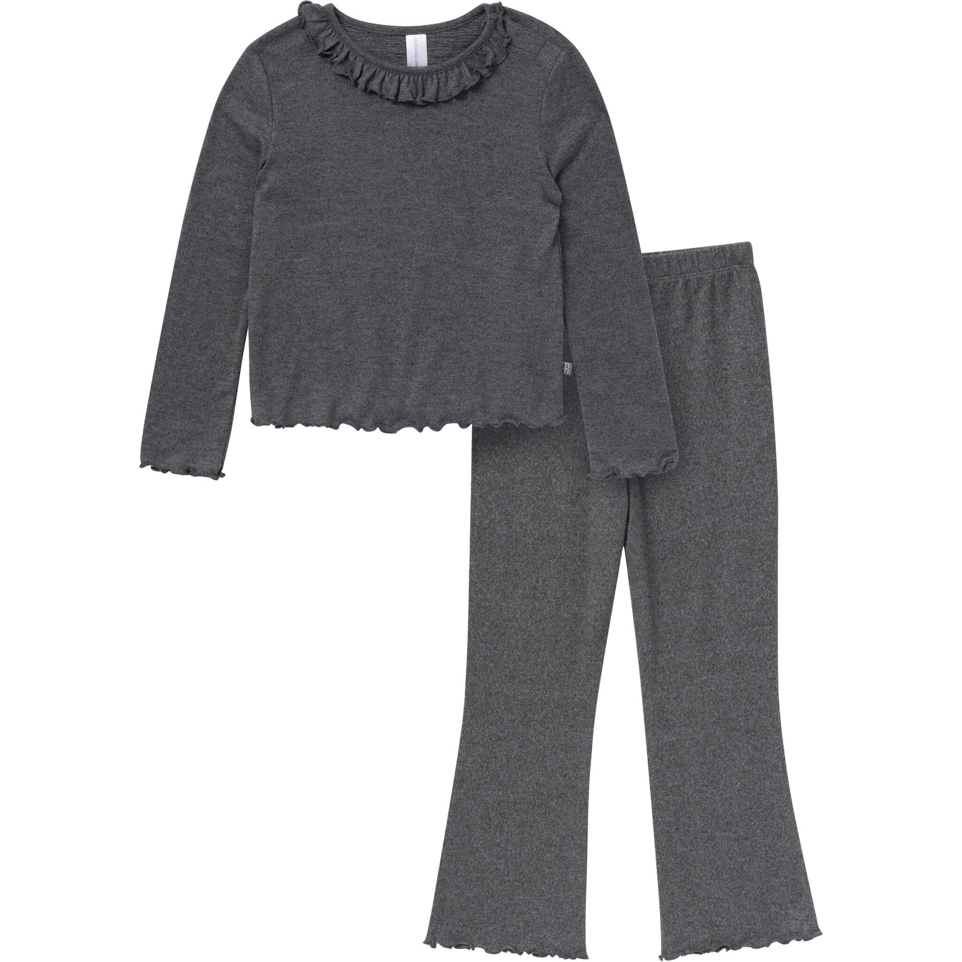 2-Piece Toddler Girls Dark Gray Ruffle Collar Top and Flare Pant Set Outfits & Sets Gerber® 
