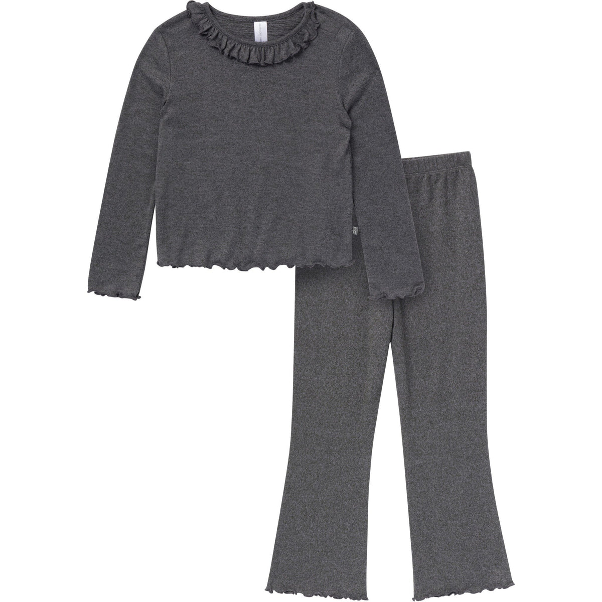 2-Piece Toddler Girls Dark Gray Ruffle Collar Top and Flare Pant Set Outfits & Sets Gerber® 