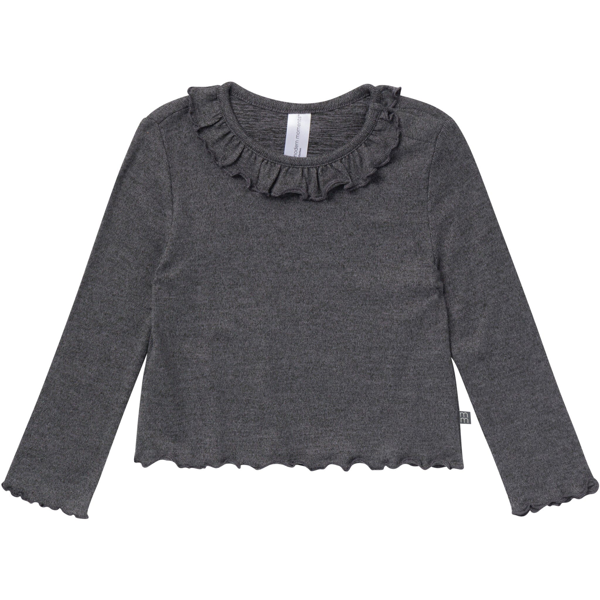 2-Piece Infant & Kids Girls Dark Gray Ruffle Collar Top and Flare Pant Set Outfits & Sets Gerber® 