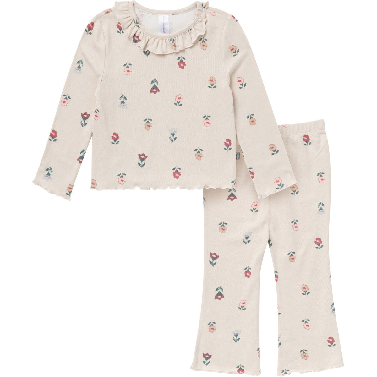 2-Piece Infant & Kids Girls Light Gray Ruffle Collar Top and Flare Pant Set Outfits & Sets Gerber® 