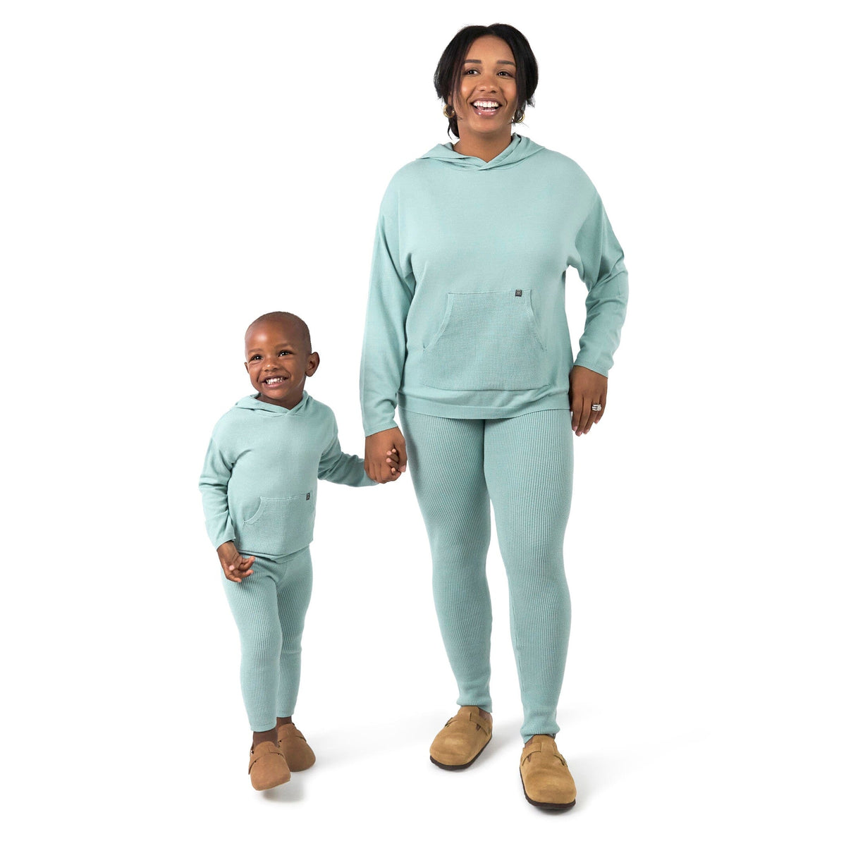 Mommy & Me 2-Piece Medium Sky Hooded Waffle Top & Legging Bundle Gerber Childrenswear 