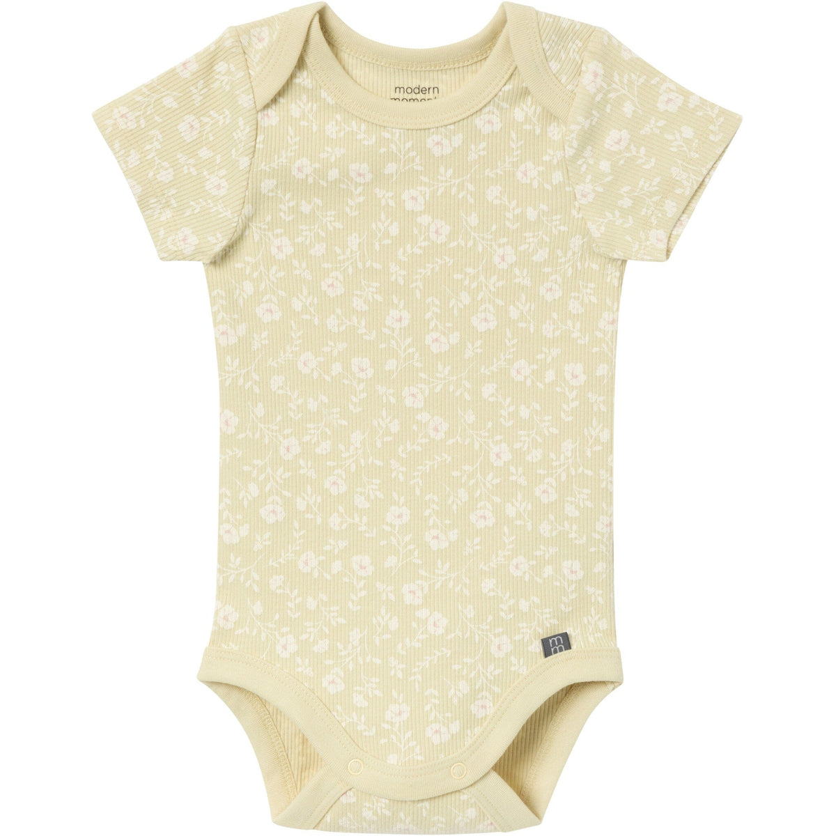 4-Pack Baby Girls Dusty Yellow Floral/Light Rose Short Sleeve Bodysuit and Shorts Set