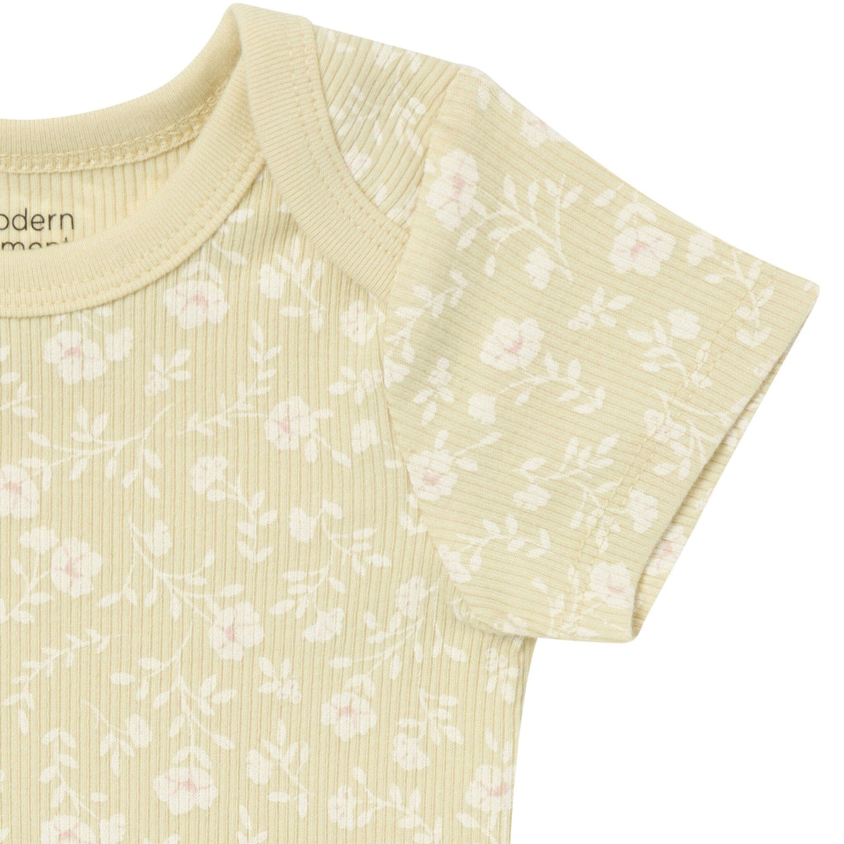 4-Pack Baby Girls Dusty Yellow Floral/Light Rose Short Sleeve Bodysuit and Shorts Set