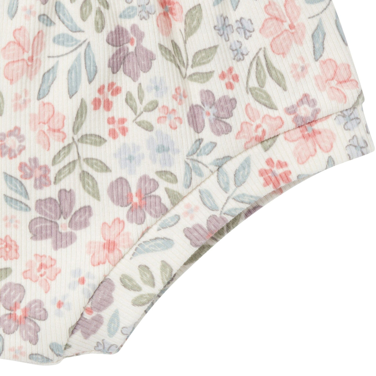 4-Pack Baby Girls Ivory Garden/Medium Lilac Short Sleeve Bodysuit and Shorts Set