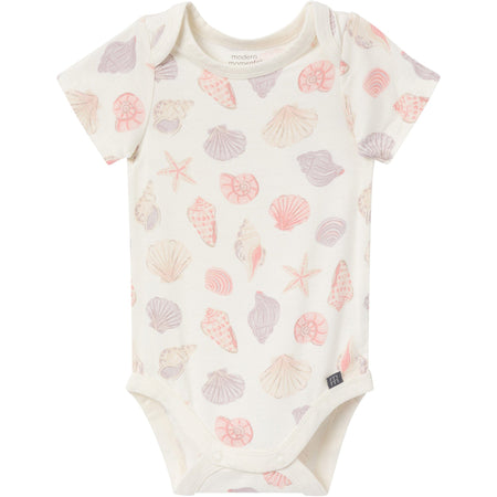 4-Piece Baby Girls Ivory Seashells Viscose Bodysuits and Pants Set