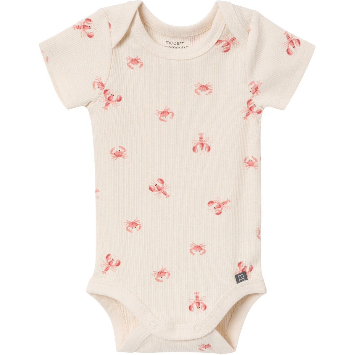 4-Pack Baby Neutral Beige Lobster/Medium Rose Short Sleeve Bodysuit and Shorts Set