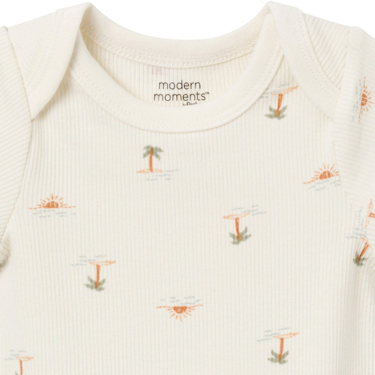 4-Pack Baby Neutral Ivory Mini Island/Medium Green Short Sleeve Bodysuit and Shorts Set