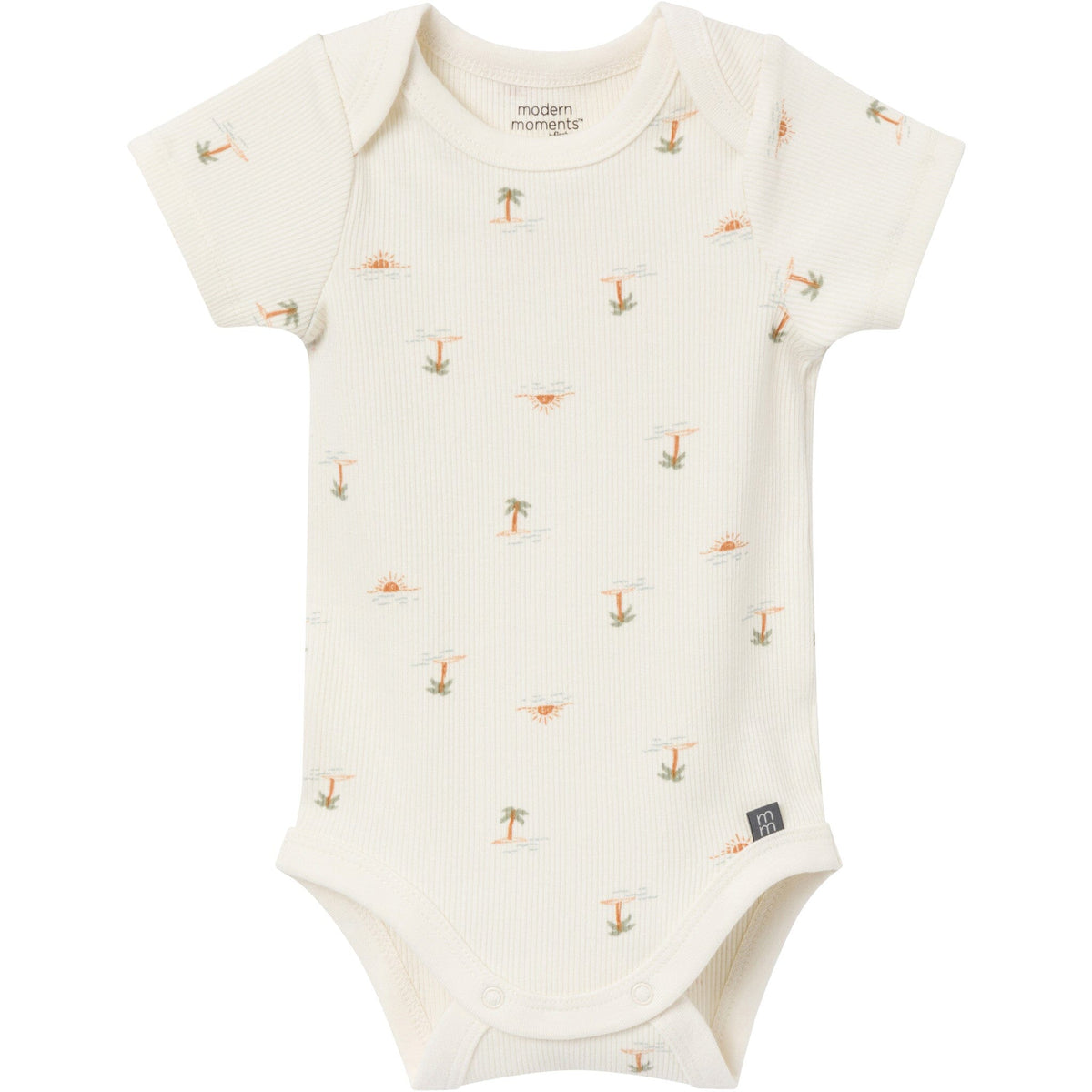 4-Pack Baby Neutral Ivory Mini Island/Medium Green Short Sleeve Bodysuit and Shorts Set