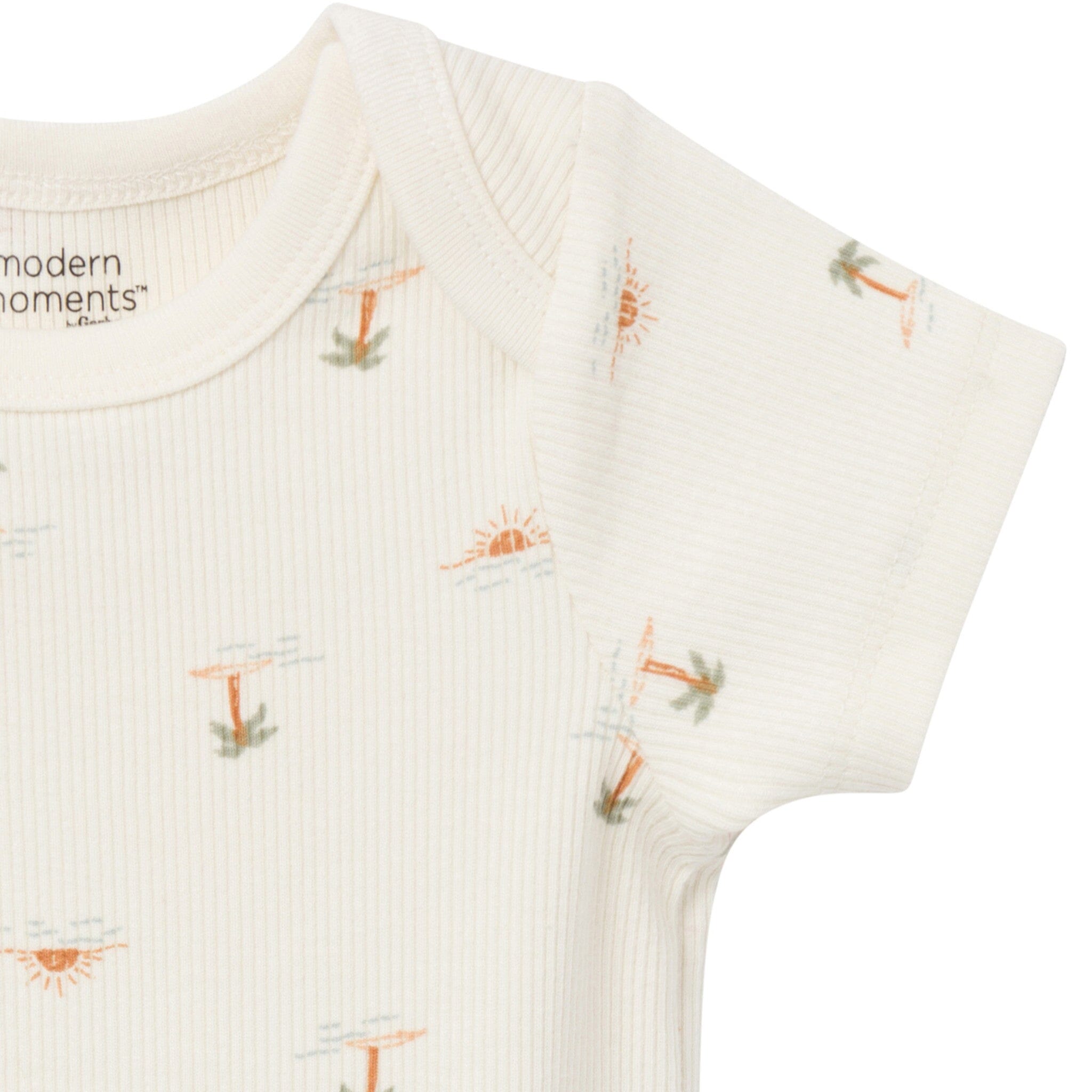 4-Pack Baby Neutral Ivory Mini Island/Medium Green Short Sleeve Bodysuit and Shorts Set