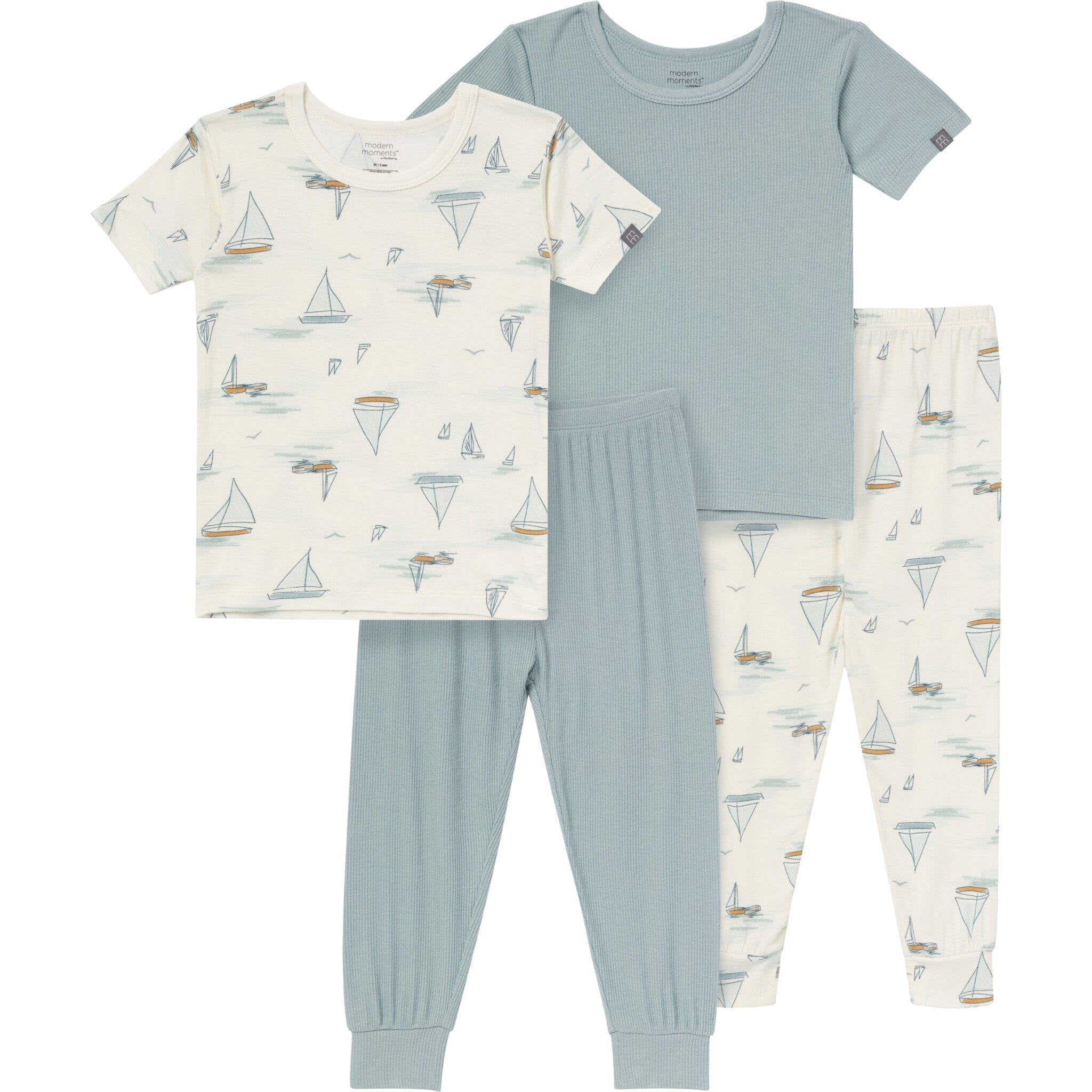 4-Piece Baby & Toddler Boys Ivory Sailing Tight Fitting Pajamas Set sleepwear Modern Moments™ by Gerber® 