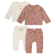 4-Piece Baby Boys Brown and Gray Henley Top With Pants Outfits & Sets Gerber® 