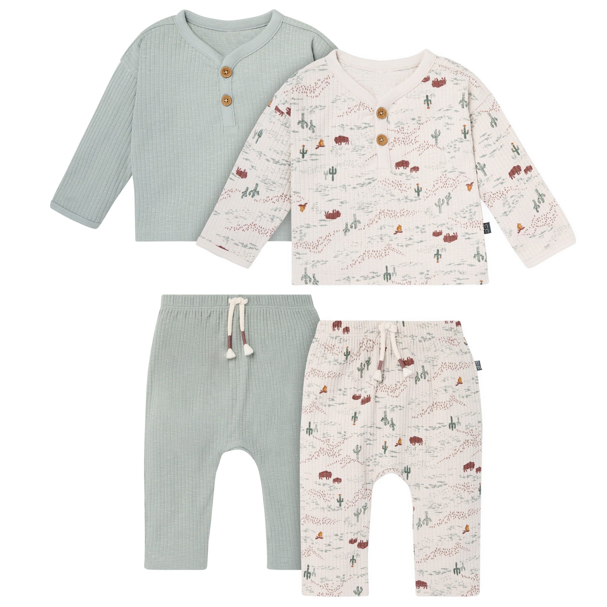 4-Piece Baby Boys Gray Henley Top With Pants Outfits & Sets Gerber® 