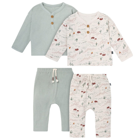 4-Piece Baby Boys Buffalo Desert Henley Tops and Pants Set