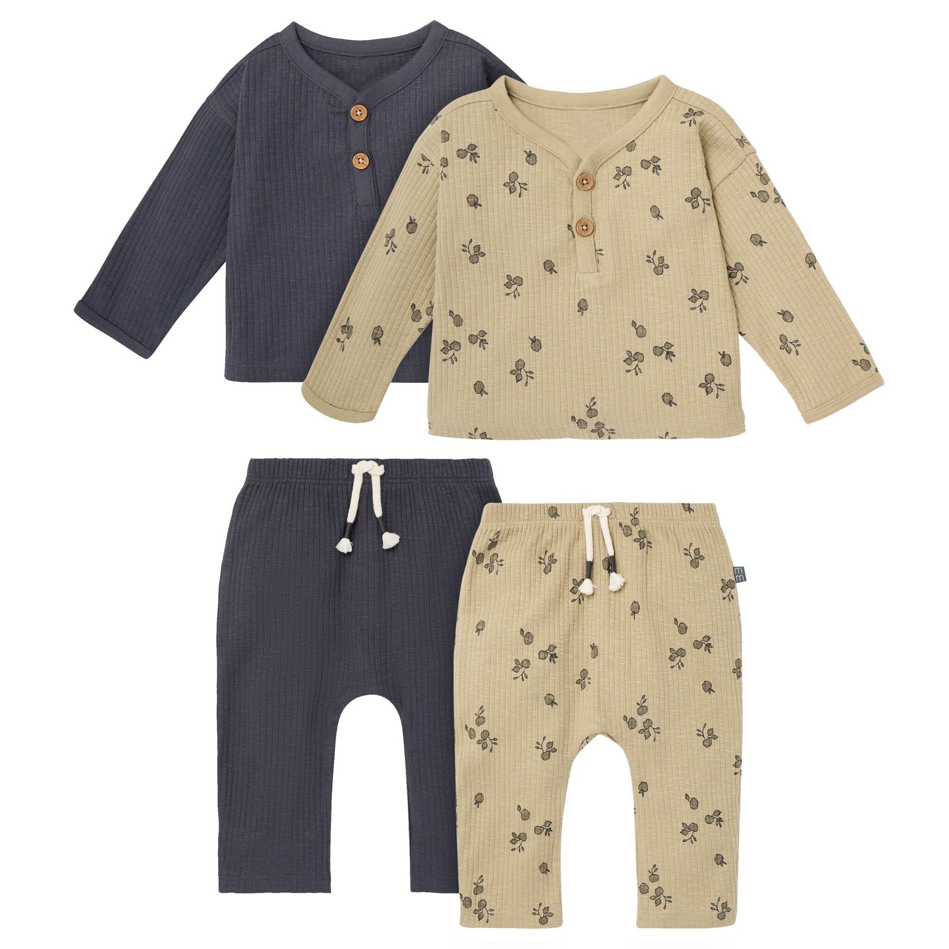 4-Piece Baby Boys Olive and Gray Henley Top With Pants Outfits & Sets Gerber® 