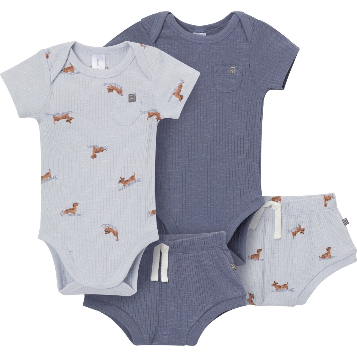 4-Piece Baby Boys Dachshund Surf Bodysuit and Shorties outfits modern moments™ by Gerber® 