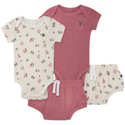 4-Piece Baby Girls Beige Garden Bodysuit and Shorties outfits modern moments™ by Gerber® 