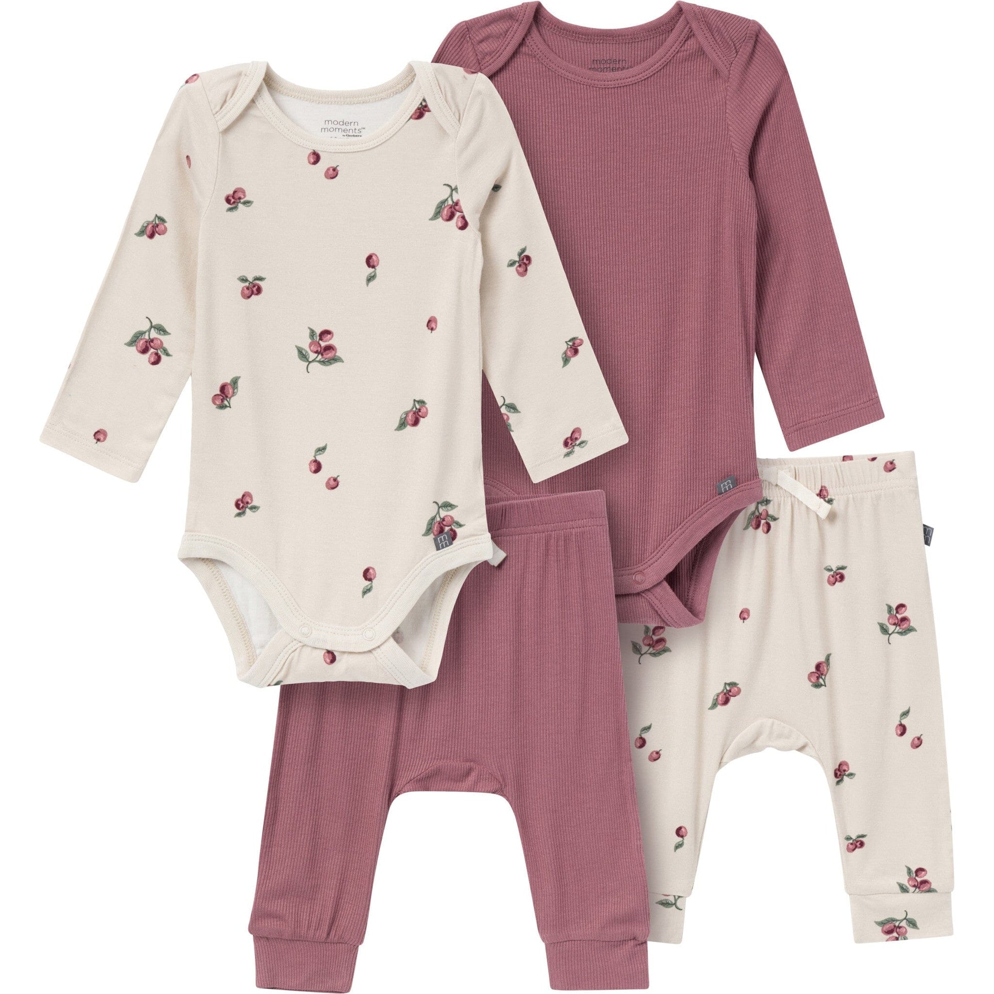 4-Piece Baby Girls Gray and Purple Bodysuit and Pant Set Outfits & Sets Gerber® 