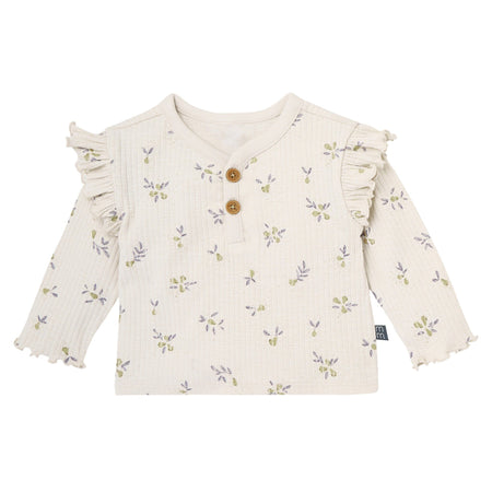 4-Piece Baby Girls Pear Henley Ruffle Tops and Pants Set