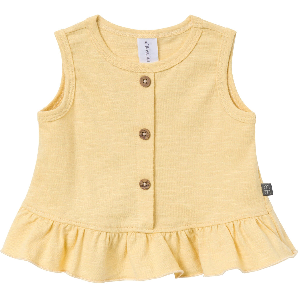 4-Piece Baby Girls Ivory Lemon Vines/Light Yellow Sleeveless Peplum Tops and Shorts Set