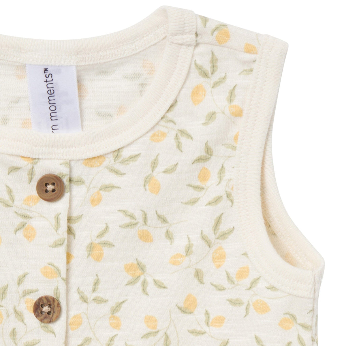 4-Piece Baby Girls Ivory Lemon Vines/Light Yellow Sleeveless Peplum Tops and Shorts Set