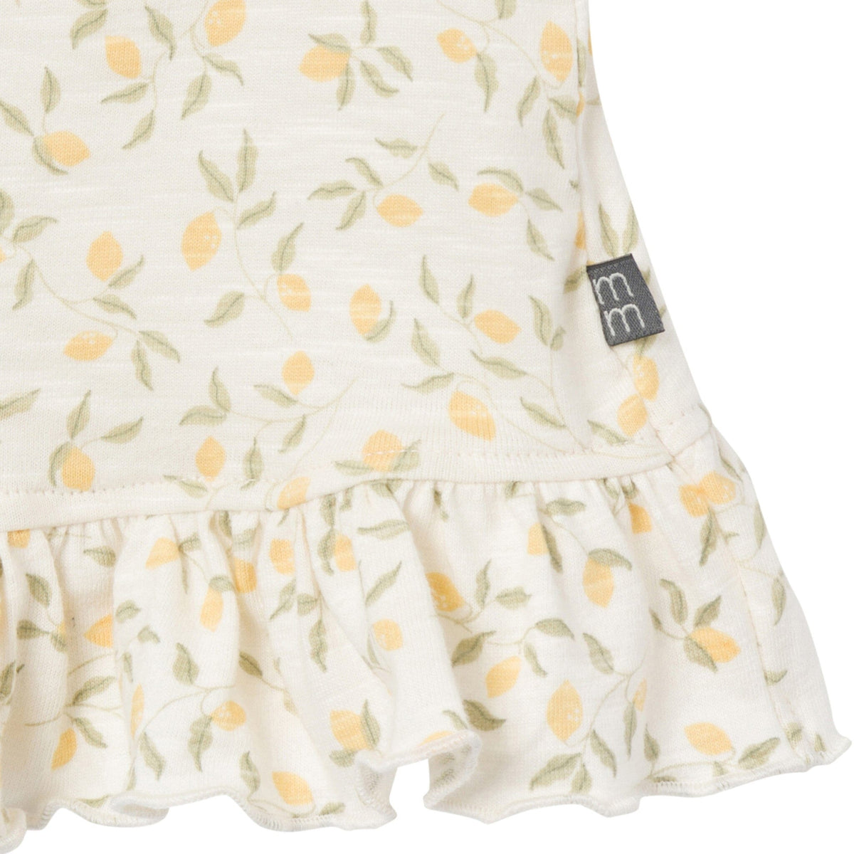 4-Piece Baby Girls Ivory Lemon Vines/Light Yellow Sleeveless Peplum Tops and Shorts Set