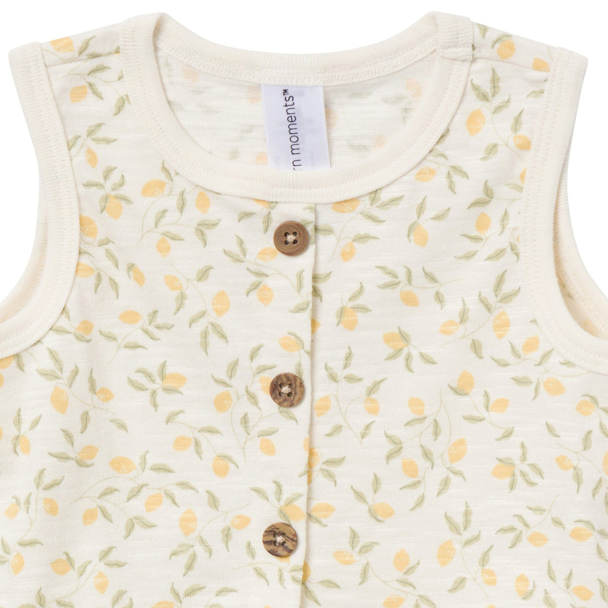 4-Piece Baby Girls Ivory Lemon Vines/Light Yellow Sleeveless Peplum Tops and Shorts Set