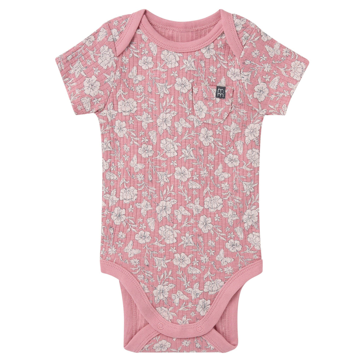 4-Piece Baby Girls Pink Flower Bodysuit and Shorties outfits modern moments™ by Gerber® 