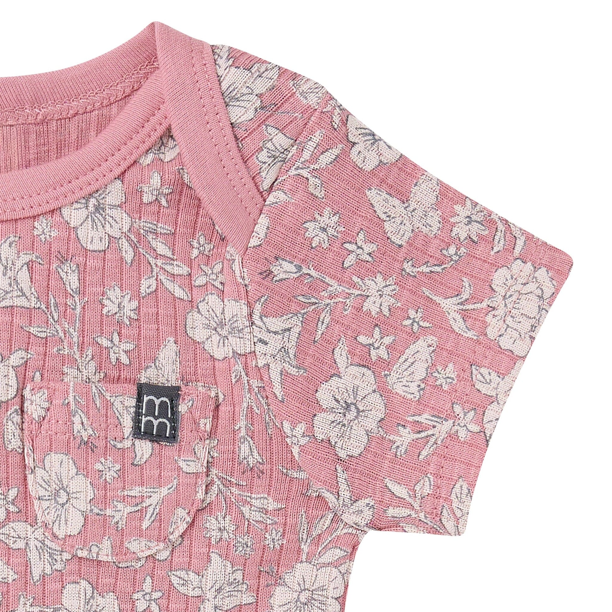 4-Piece Baby Girls Pink Flower Bodysuit and Shorties outfits modern moments™ by Gerber® 