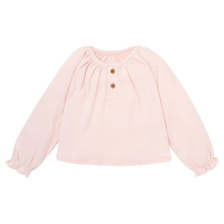 4-Piece Girls Rose Henley Tops and Paperbag Pants Set