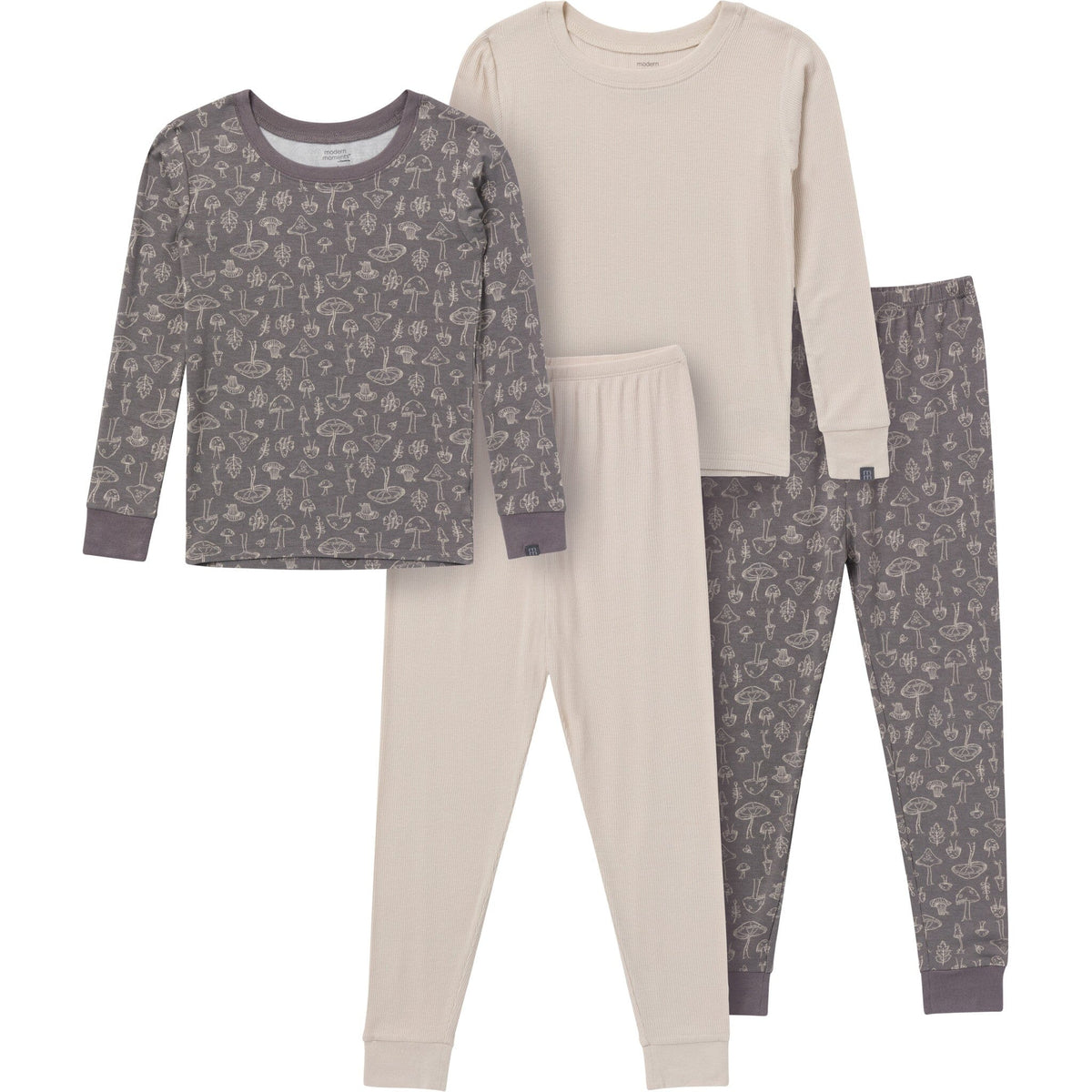 4-Piece Baby Neutral Gray Snug Fitting Pajama Set Sleepwear Gerber® 
