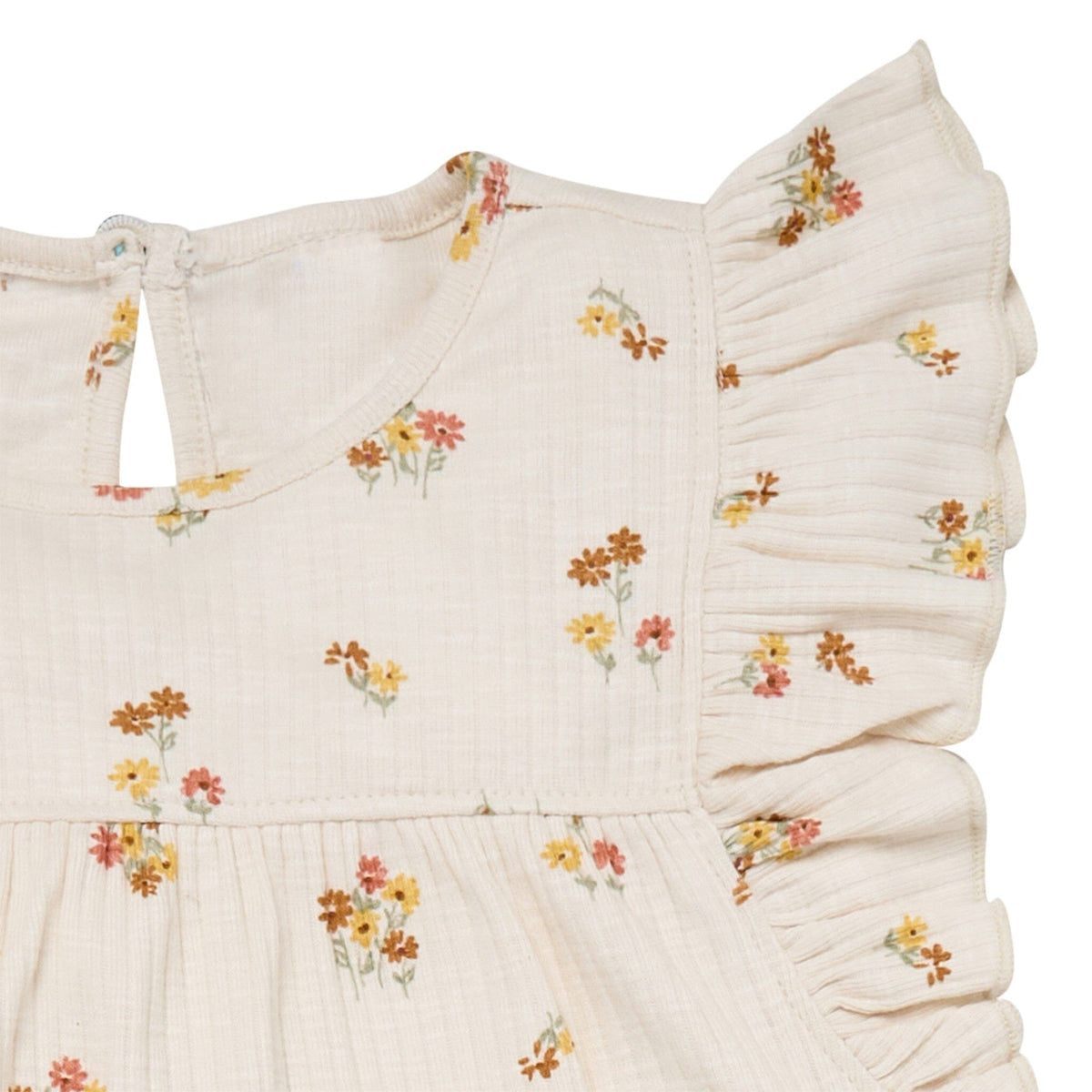 4-Piece Infant & Toddler Girls Beige Flowers Flutter Sleeve Top and Shorts Set outfits Modern Moments™ by Gerber® 