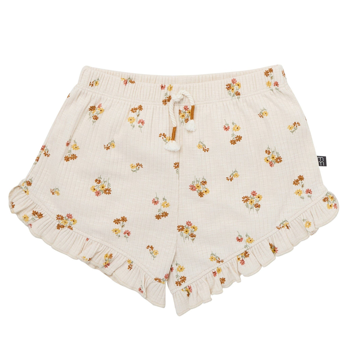 4-Piece Infant & Toddler Girls Beige Flowers Flutter Sleeve Top and Shorts Set outfits Modern Moments™ by Gerber® 