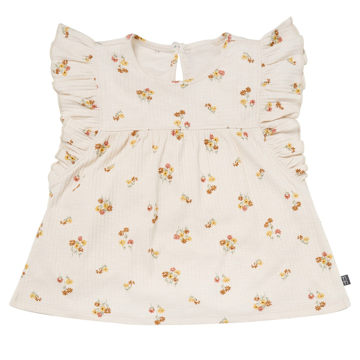4-Piece Infant & Toddler Girls Beige Flowers Flutter Sleeve Top and Shorts Set outfits Modern Moments™ by Gerber® 