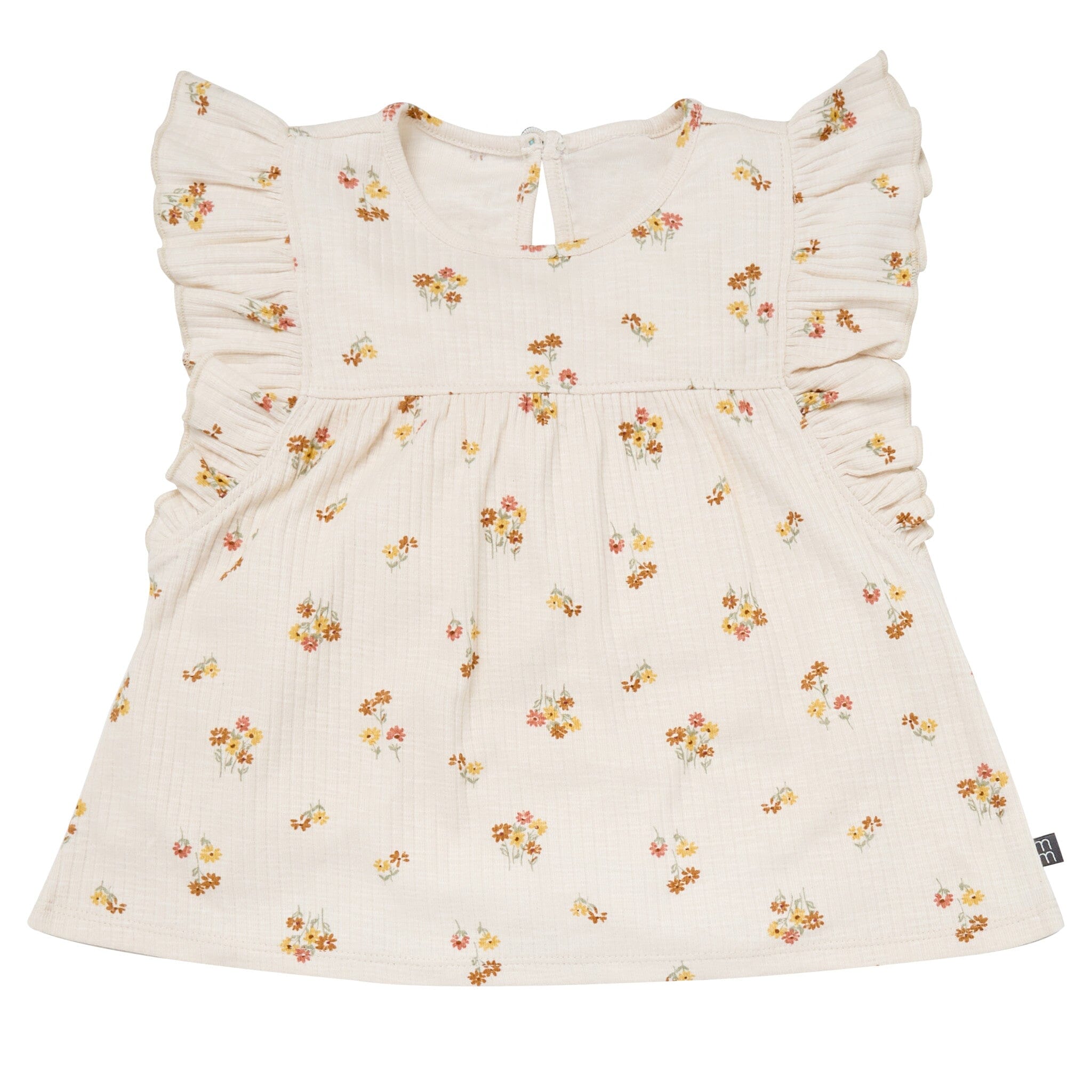 4-Piece Infant & Toddler Girls Beige Flowers Flutter Sleeve Top and Shorts Set outfits Modern Moments™ by Gerber® 