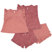 4-Piece Infant & Toddler Girls Dark Rose Cherries Flutter Sleeve Top and Shorts Set outfits Modern Moments™ by Gerber® 