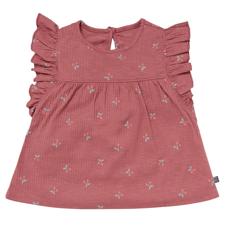 4-Piece Infant & Toddler Girls Rose Cherries Flutter Sleeve Tops and Shorts Set