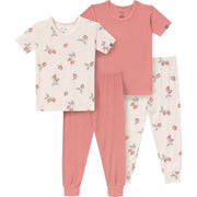 4-Piece Infant & Toddler Girls Light Rose Strawberry Tight Fitting Pajamas Set sleepwear Modern Moments™ by Gerber® 