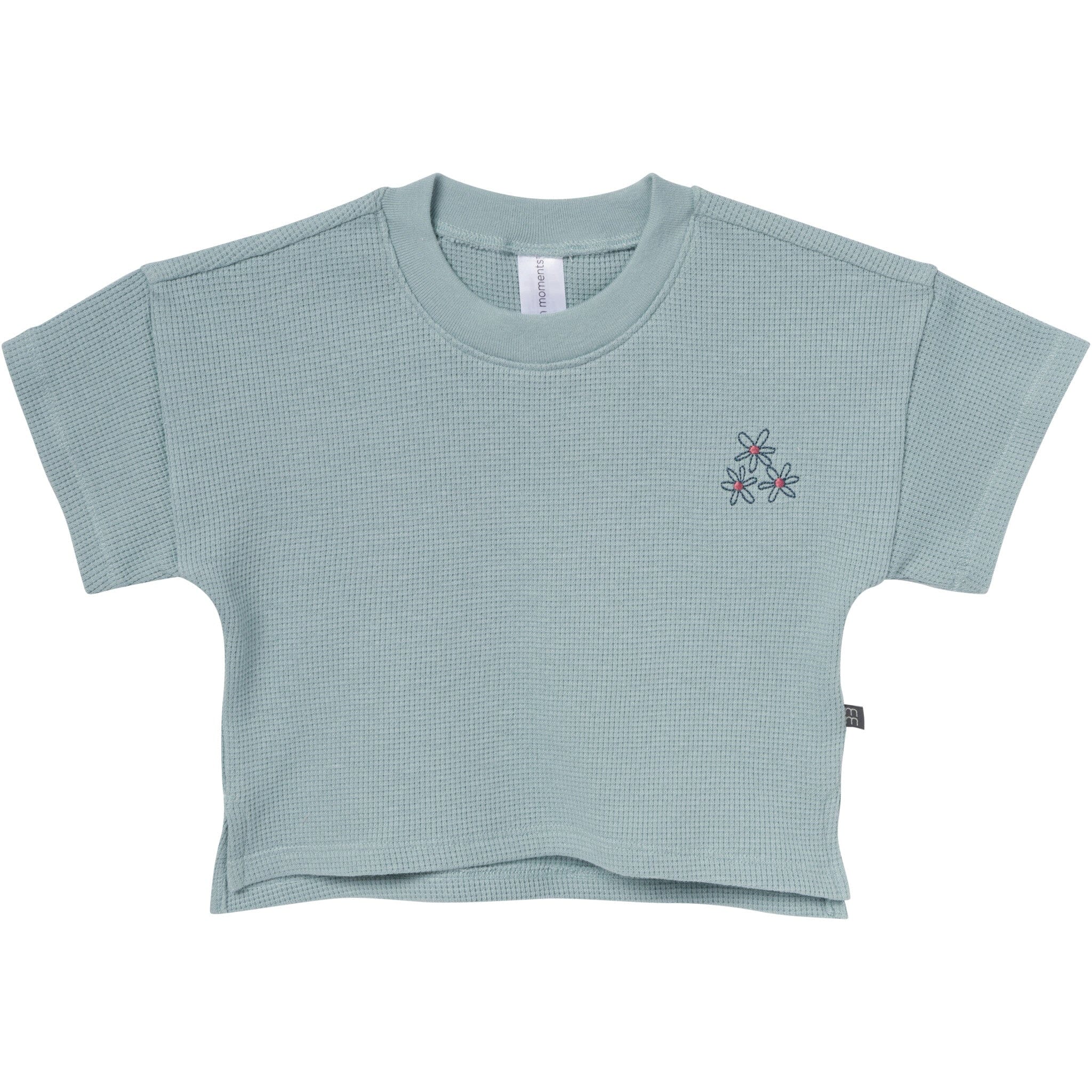 4-Piece Infant & Toddler Girls Light Sky Stripe Drop Shoulder Top and Shorts Set outfits Modern Moments™ by Gerber® 