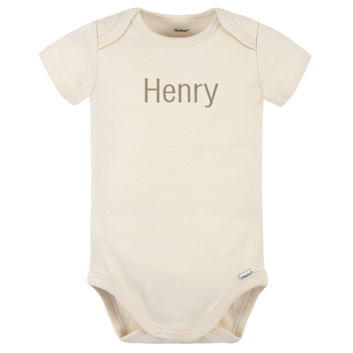 Embroidered Baby Neutral Natural Premium Short Sleeve Onesies® Bodysuit onesies Gerber® 