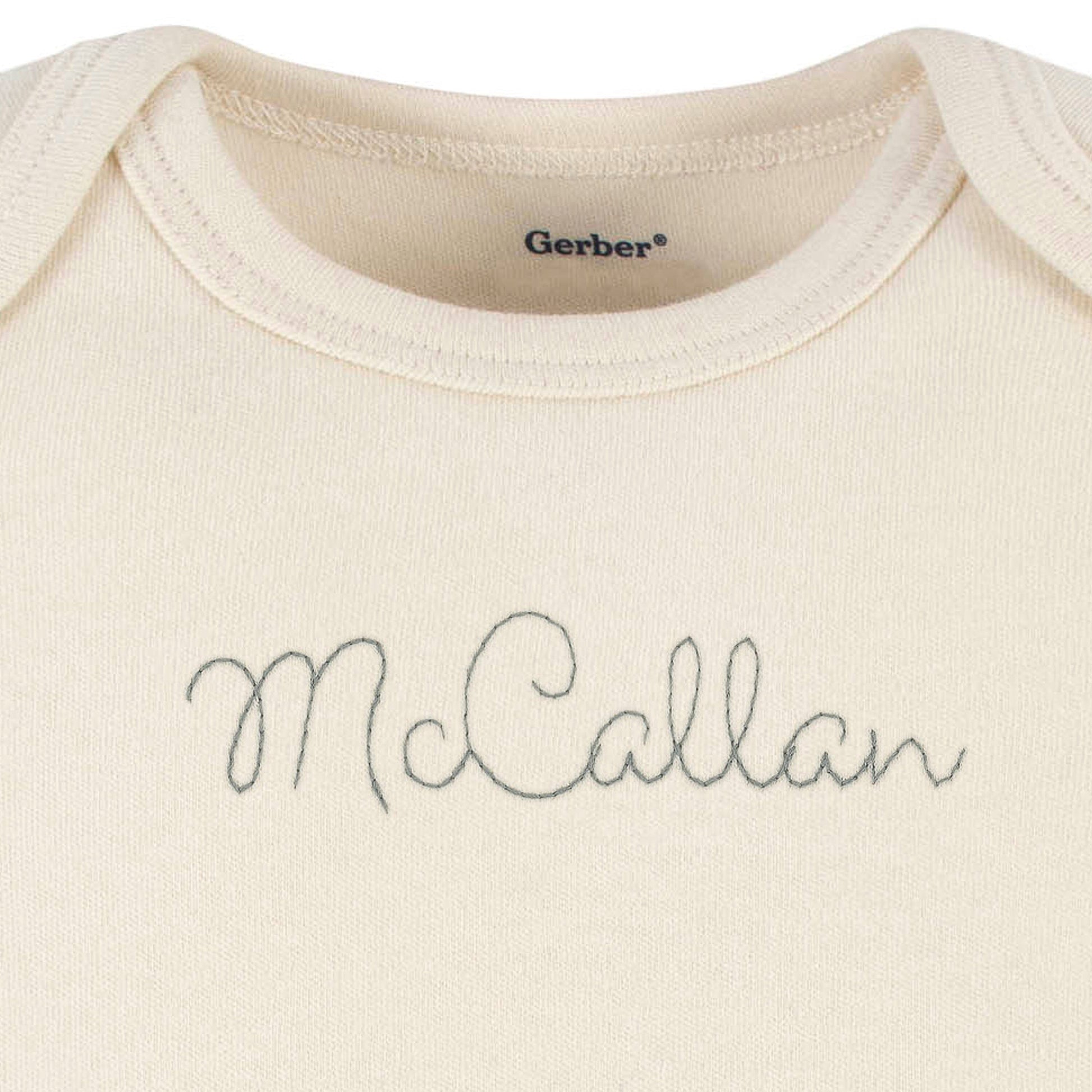 Embroidered Baby Neutral Natural Premium Short Sleeve Onesies® Bodysuit onesies Gerber® 